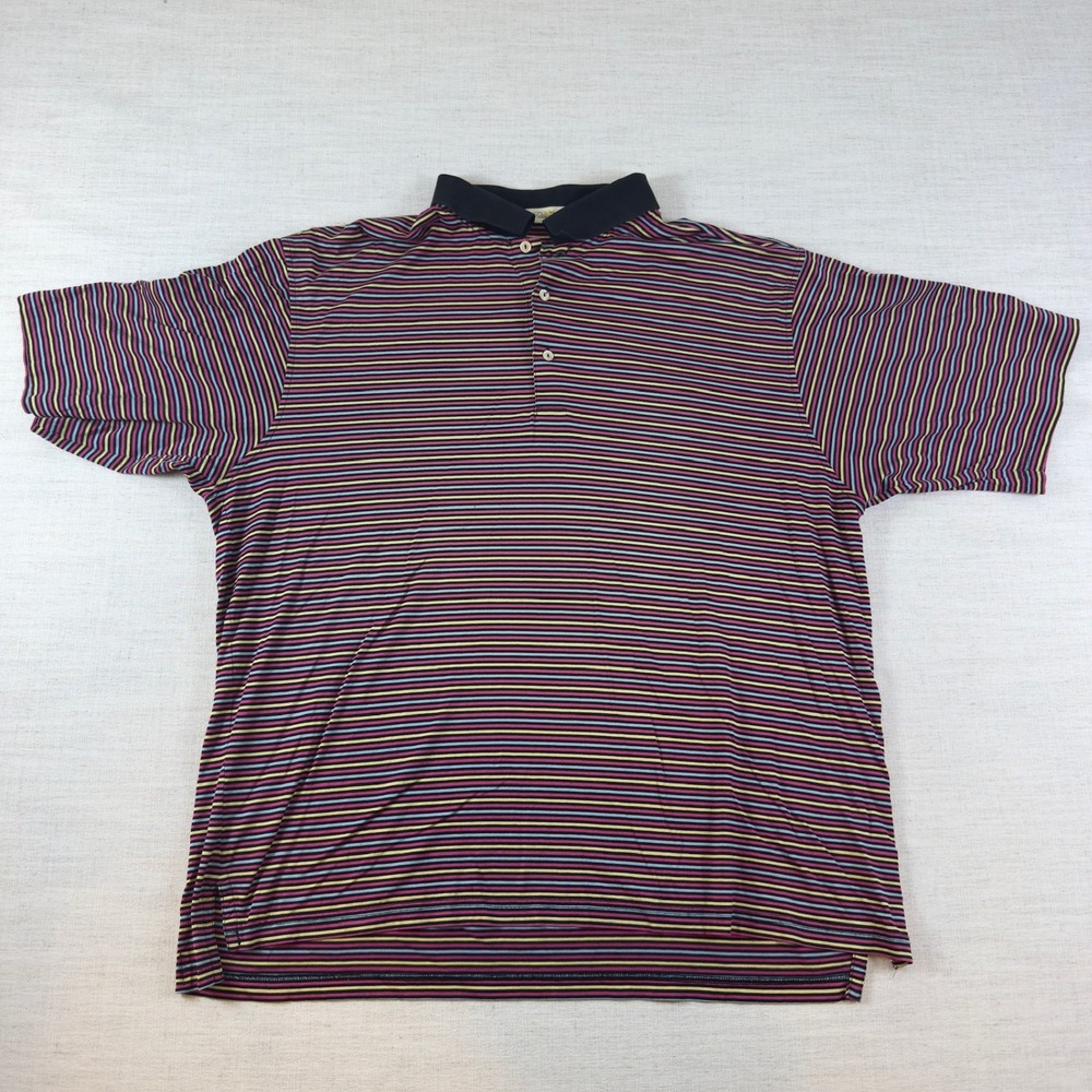 Peter Millar Mens XL Polo Shirt Double Mercerized Cotton Striped Short Sleeve - Picture 1 of 12